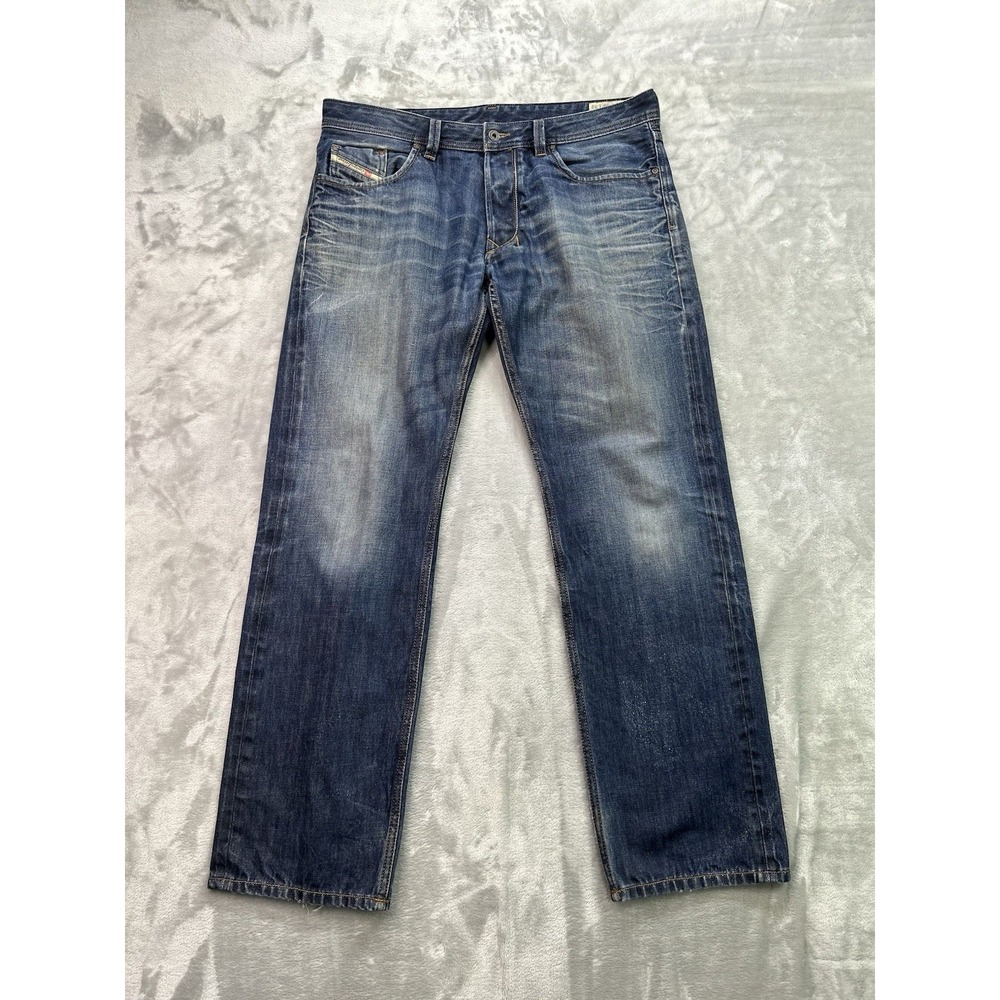 Diesel Industry Larkee Jeans Mens 36x32 W38 Regular Straight Leg Button Fly Fade